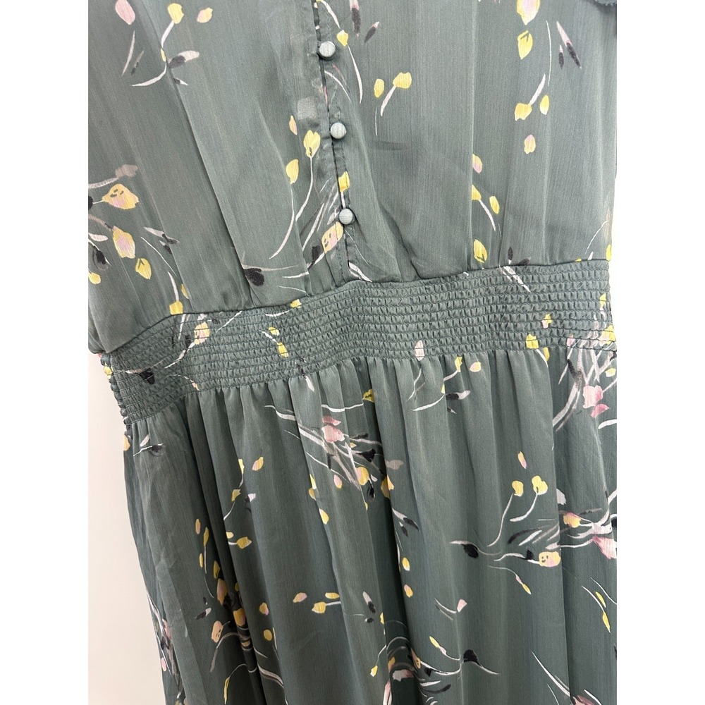 NWT White House Black Market Flutter Sleeve Chiffon Midi Dress Floral Large - Picture 6 of 16